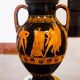 Greek style vessel decorated with ancient mythological legends of gods.