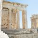 Parthenon temple, old Greek ruins at sunny day in Acropolis of Athens, Greece. Acropolis of Athens on hill with amazing and beautiful ruins Parthenon