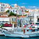 POROS, GREECE - 08 JUNE 2016: View on houses and boats on the Poros island, Greece