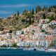 POROS, GREECE - 08 JUNE 2016: View on houses and boats on the Poros island, Greece