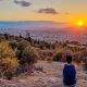 Tourist,Man,Watching,The,Sunset,Over,City,Of,Athens,Seen
